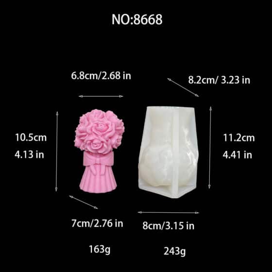 3D Rose Bundle Candle Silicone Mold Bow Knot Hand Holding Flower Fragrance Aromatherapy Gypsum Decoration Flower Dropping Glue Mold