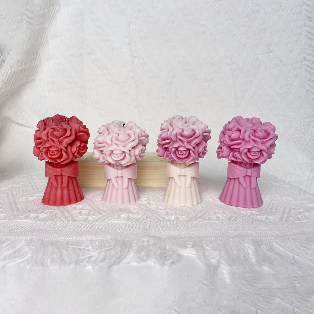 3d Rose Bundle Candle Silicone Mold Bow Knot Hand Holding Flower Fragrance Aromatherapy Gypsum Decoration Flower Drop 8668