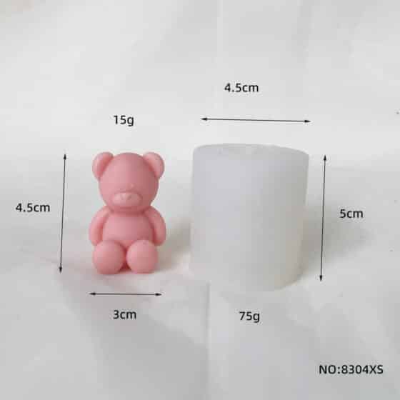 Korean version of Little Bear Mold – Fat Dwen Bear Candle Silicone Mold, DIY Aromatherapy Gypsum Decoration, Sitting Bear Mold