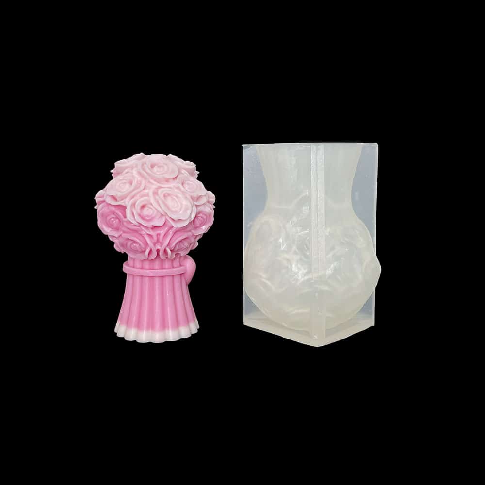 Love Holding Flower Bouquet, Rose Bouquet, Silicone Mold, Three-dimensional Aromatherapy Candle, Plaster With Hand Gift, Valentine's Day Ornament Mold 8669