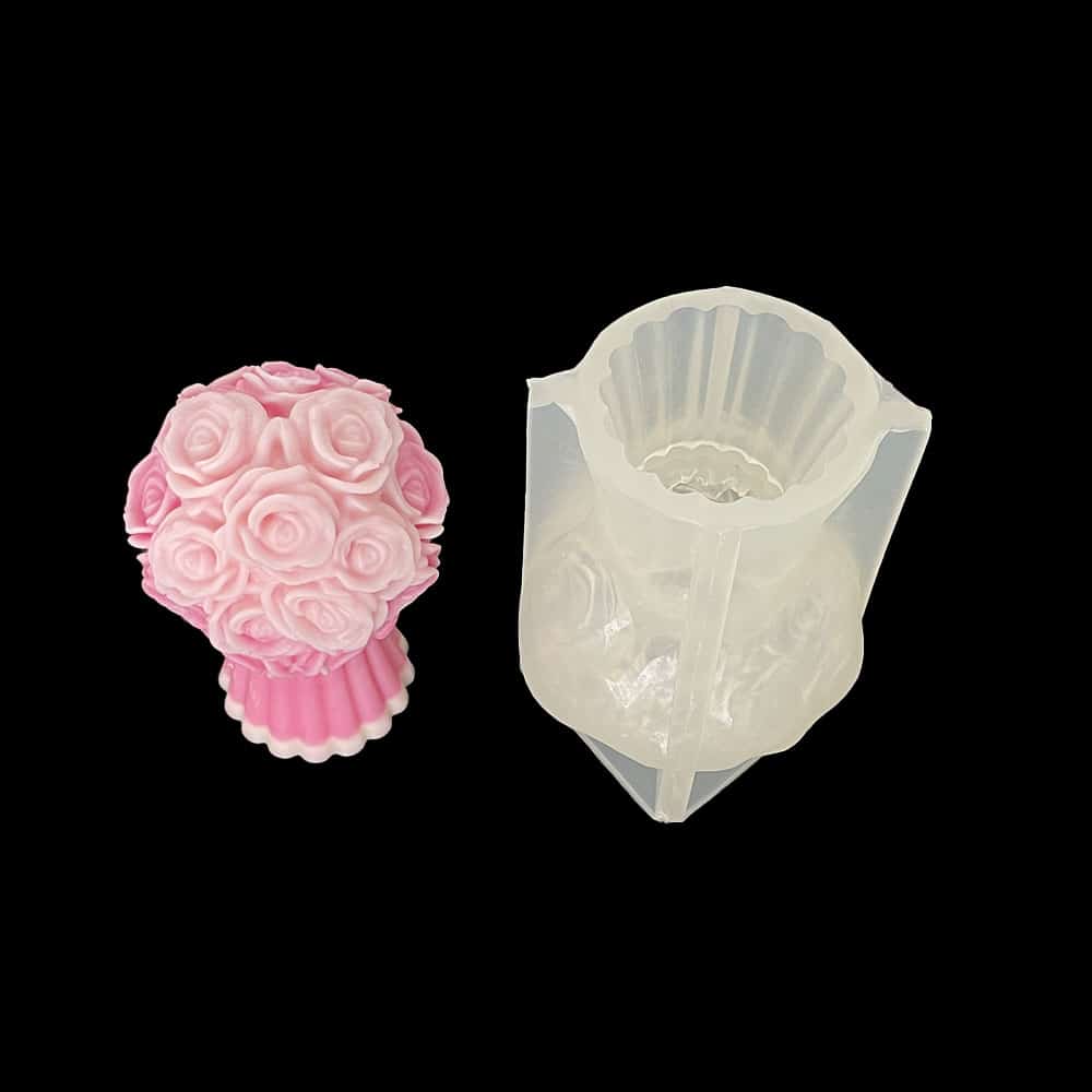 Love Holding Flower Bouquet, Rose Bouquet, Silicone Mold, Three-dimensional Aromatherapy Candle, Plaster With Hand Gift, Valentine's Day Ornament Mold 8669