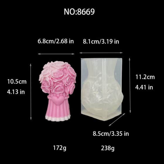 Love holding flower bouquet, rose bouquet, silicone mold, three-dimensional aromatherapy candle, plaster with hand gift, Valentine’s Day ornament mold