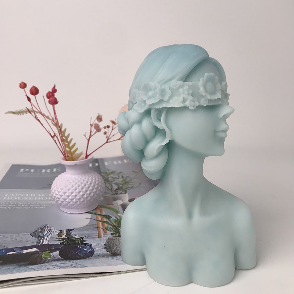 Mystical Blindfolded Maiden Silicone Candle Molds - Creative Half-body Beauty With Braided Hair Aroma Plaster Craft 8241l