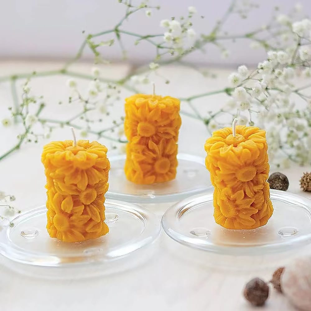 3d Chrysanthemum Rose Column Aromatherapy Candle Silicone Mold Handmade Soap Gypsum Column Model 8039