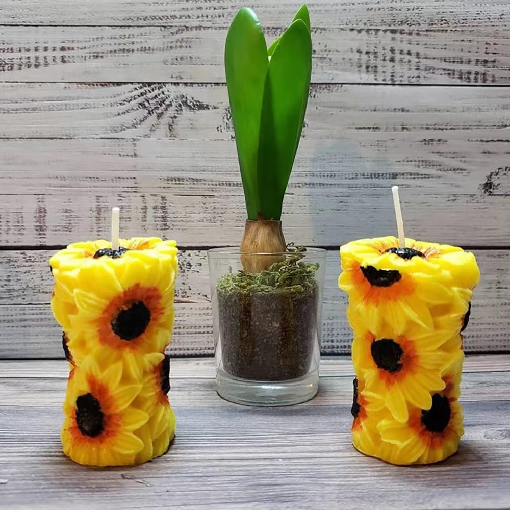 3d Chrysanthemum Rose Column Aromatherapy Candle Silicone Mold Handmade Soap Gypsum Column Model 8039
