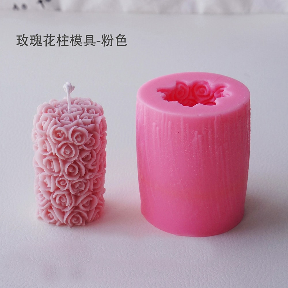 3d Chrysanthemum Rose Column Aromatherapy Candle Silicone Mold Handmade Soap Gypsum Column Model 8039