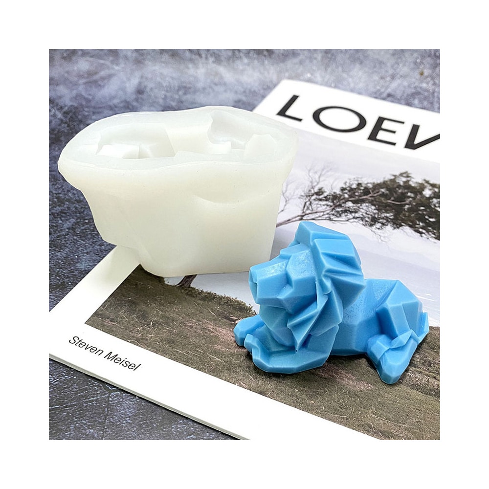 3d Solid Geometry Little Lion Silicone Mold Aromatherapy Gypsum Expanded Fragrance Stone Candle Cement Resin Mold 8020