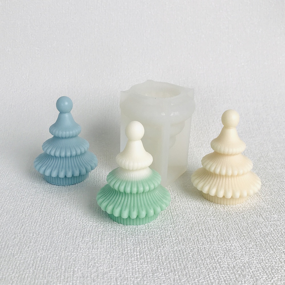 Christmas Tree Aromatherapy Candle Mold Handmade Drip Glue Gypsum Christmas Decoration Silicone Mold 8603s