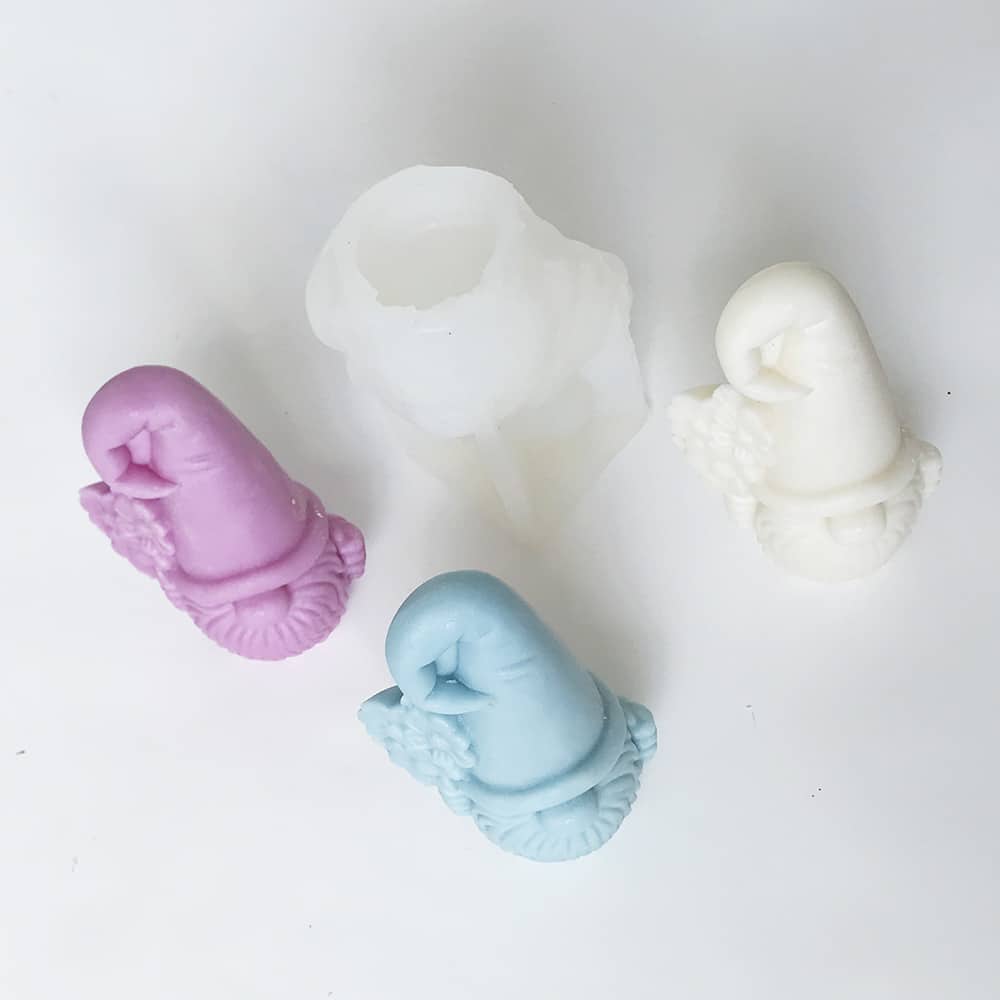 Flower Dwarf Aromatherapy Candle Silicone Mold Scissor Hand Santa Diy Christmas Gift Decoration Mold 8634