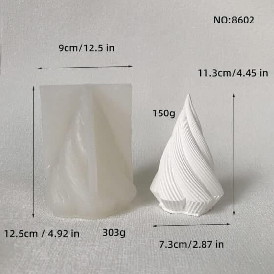 Geometric Rotating Stripe Cone Candle Mold Art Aromatherapy Home Decoration Gypsum Mold 8602