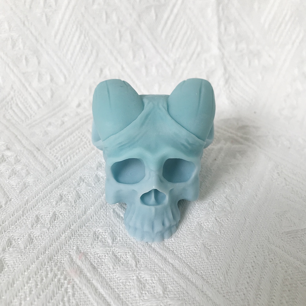 Long Sheep Horn Skeleton Aromatherapy Candle Silicone Mold Halloween Dropper Decoration Gypsum Mold 8593
