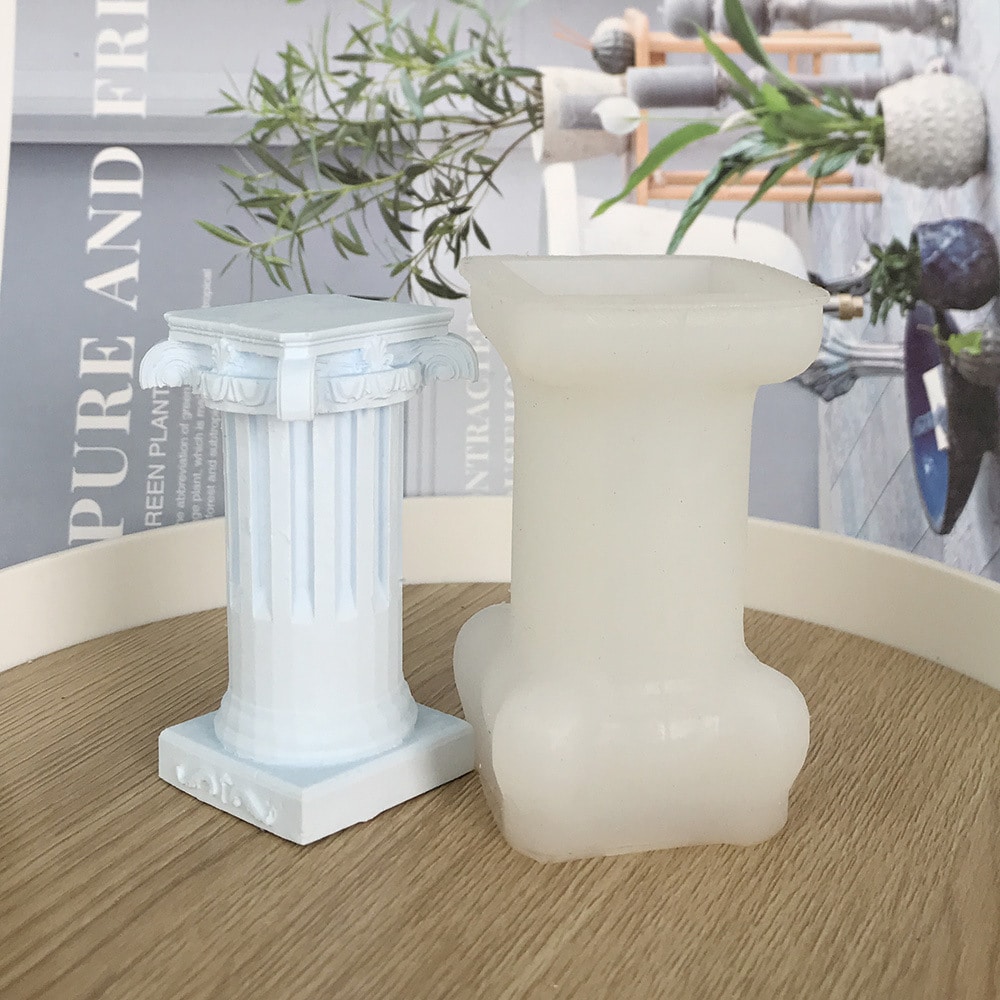 Roman Column Aromatherapy Candle Mold Nordic Column Aromatherapy Gypsum Decorative Ornaments Silicone Mold 8439