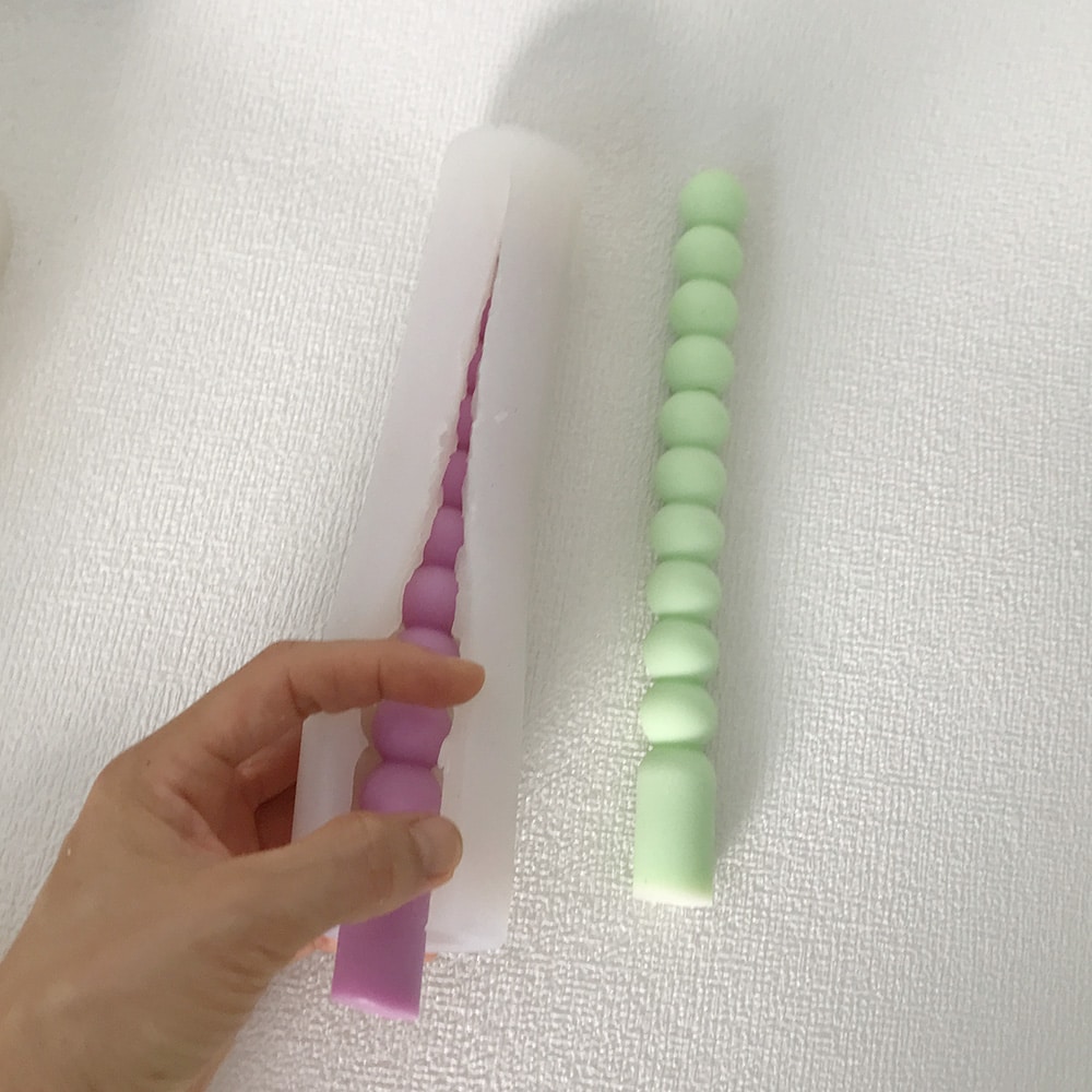 Round Bead Aromatherapy Candle Mold Nordic Style Long Candle Silicone Mold 8601