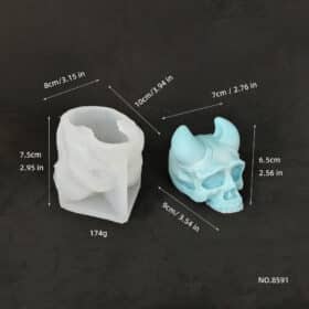 Sheep Horn Skeleton Head Aromatherapy Candle Silicone Mold Halloween Dropper Decoration Gypsum Mold 8591