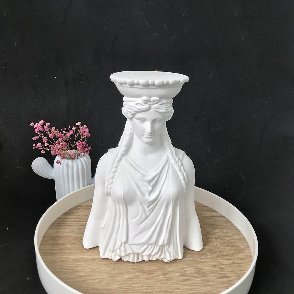 Ancient Greek Female Statue Silicone Mold Female Bust Diy Gypsum Expanded Stone Ornament Candle Mold 8536