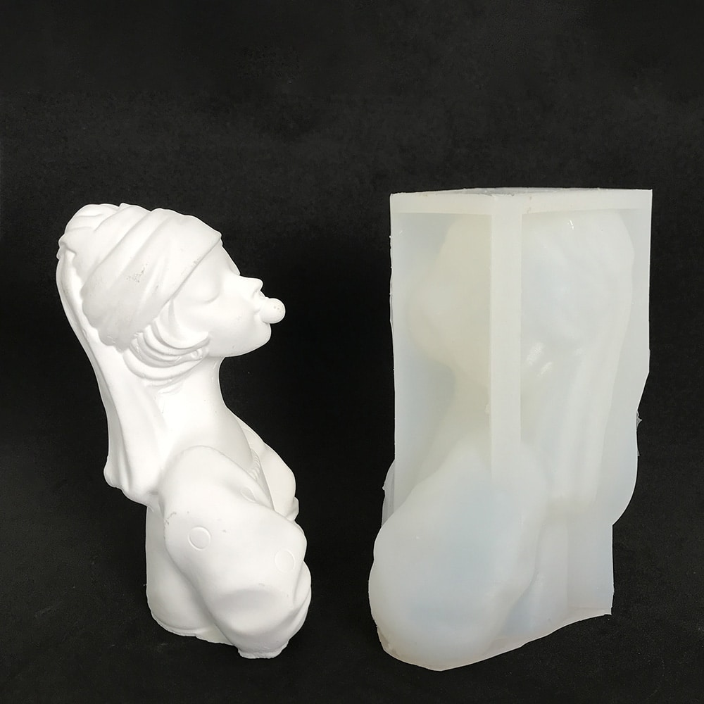 Blowing Bubble Girl Mold Girl Statue Candle Silicone Mold Diy Creative Gift Nordic Style Gypsum Decoration Mold 8554