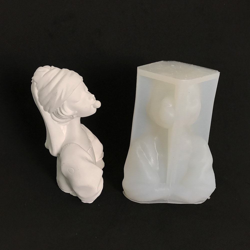Blowing Bubble Girl Mold Girl Statue Candle Silicone Mold Diy Creative Gift Nordic Style Gypsum Decoration Mold 8554