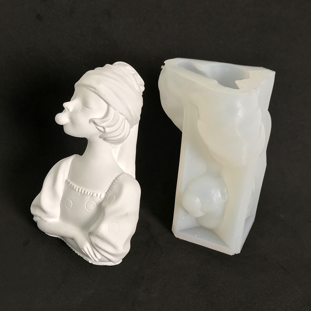 Blowing Bubble Girl Mold Girl Statue Candle Silicone Mold Diy Creative Gift Nordic Style Gypsum Decoration Mold 8554
