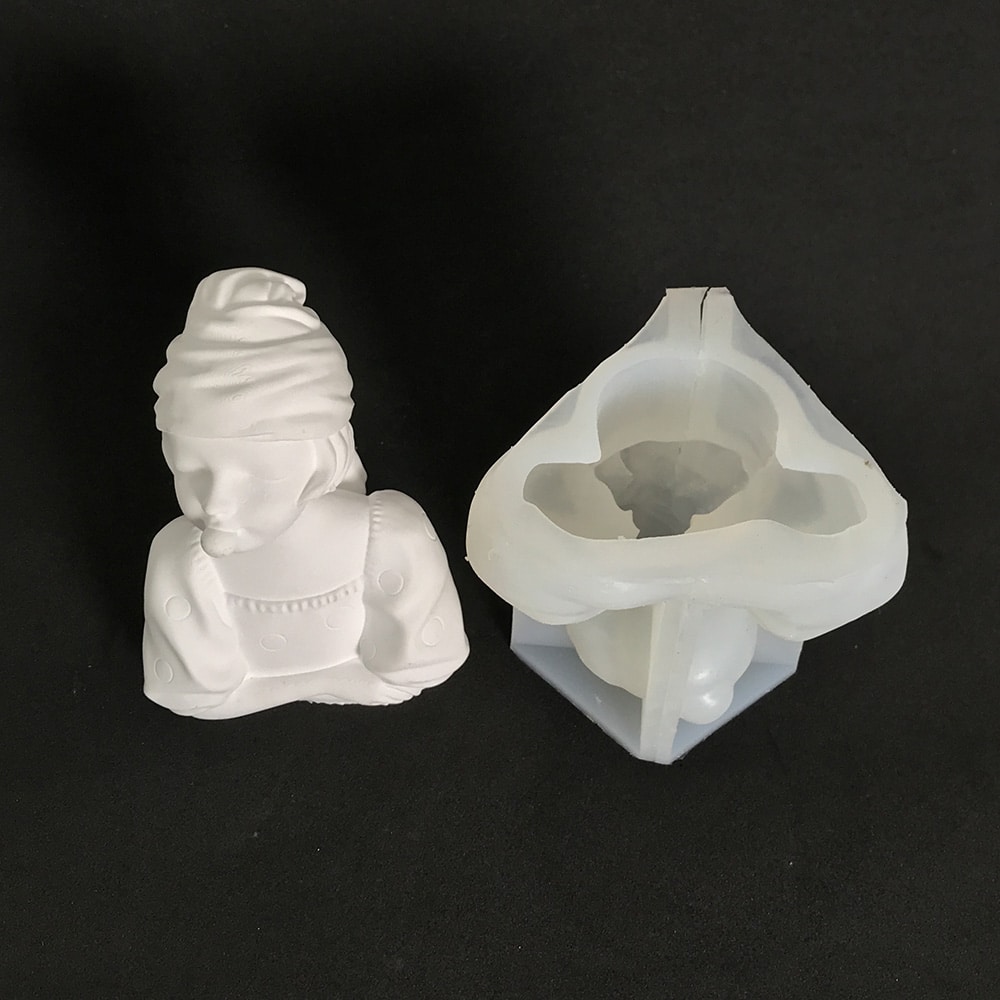 Blowing Bubble Girl Mold Girl Statue Candle Silicone Mold Diy Creative Gift Nordic Style Gypsum Decoration Mold 8554