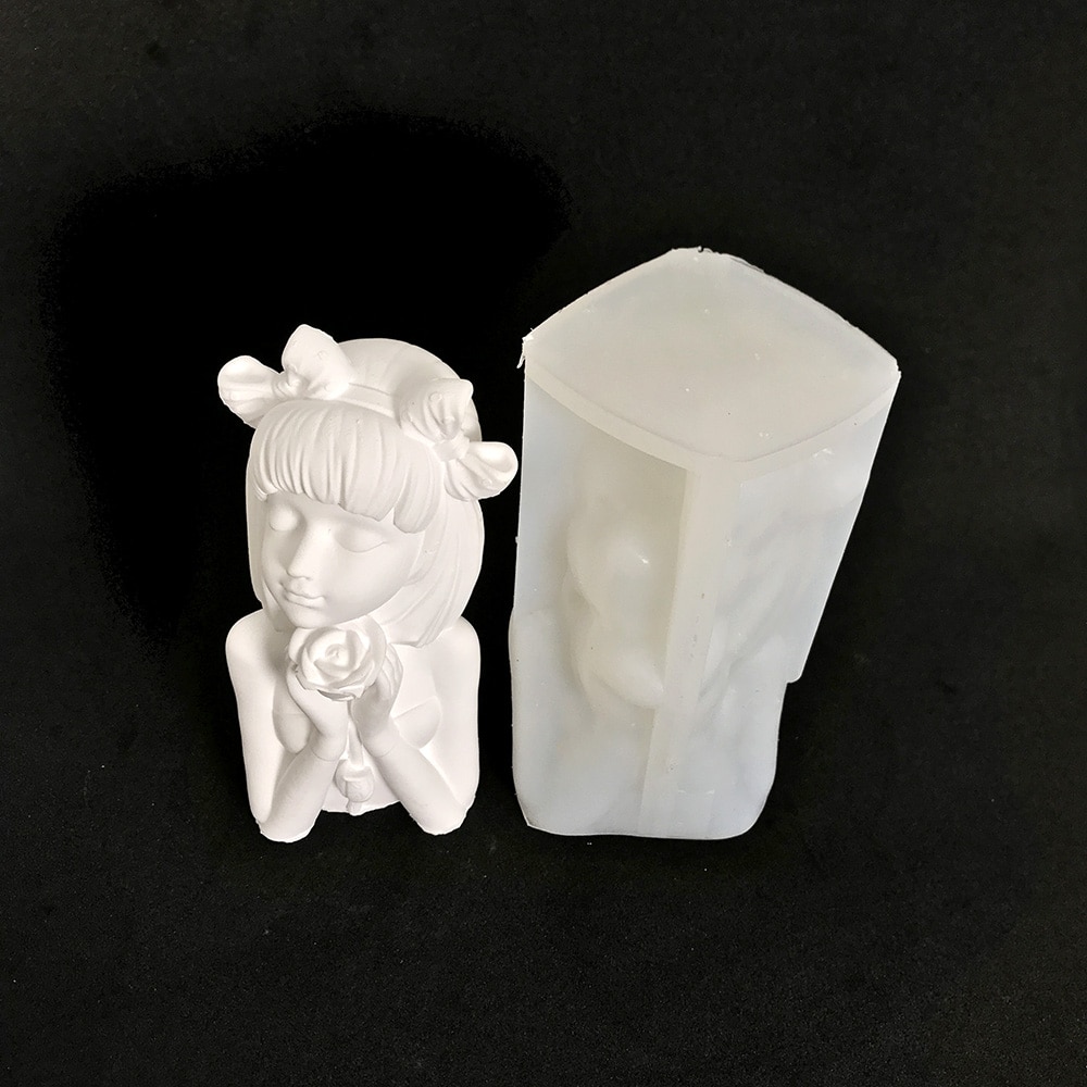 Rose Girl Statue Candle Silicone Mold Diy Creative Gift Nordic Style Gypsum Decoration Mold 8552