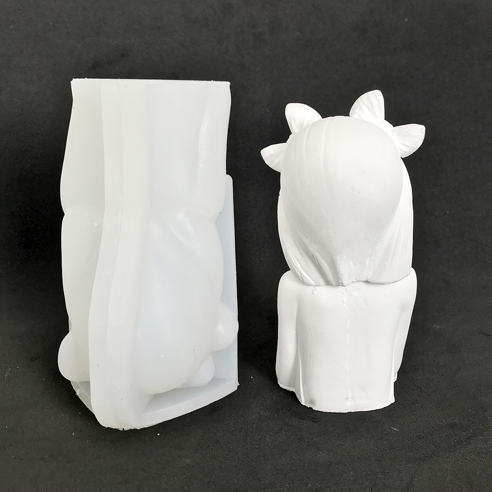 Rose Girl Statue Candle Silicone Mold Diy Creative Gift Nordic Style Gypsum Decoration Mold 8552