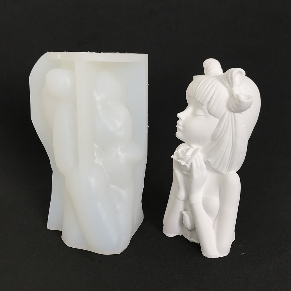 Rose Girl Statue Candle Silicone Mold Diy Creative Gift Nordic Style Gypsum Decoration Mold 8552
