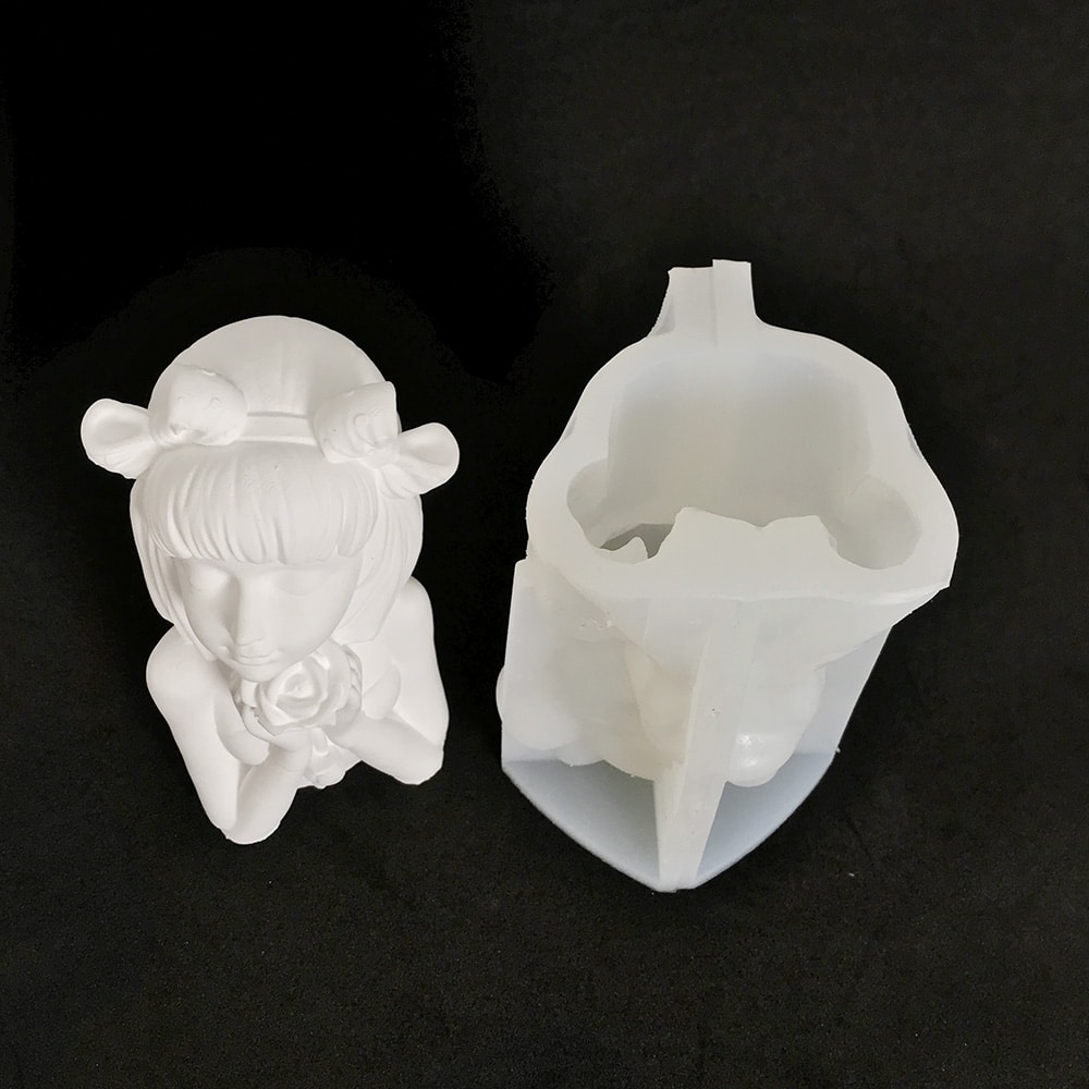 Rose Girl Statue Candle Silicone Mold Diy Creative Gift Nordic Style Gypsum Decoration Mold 8552