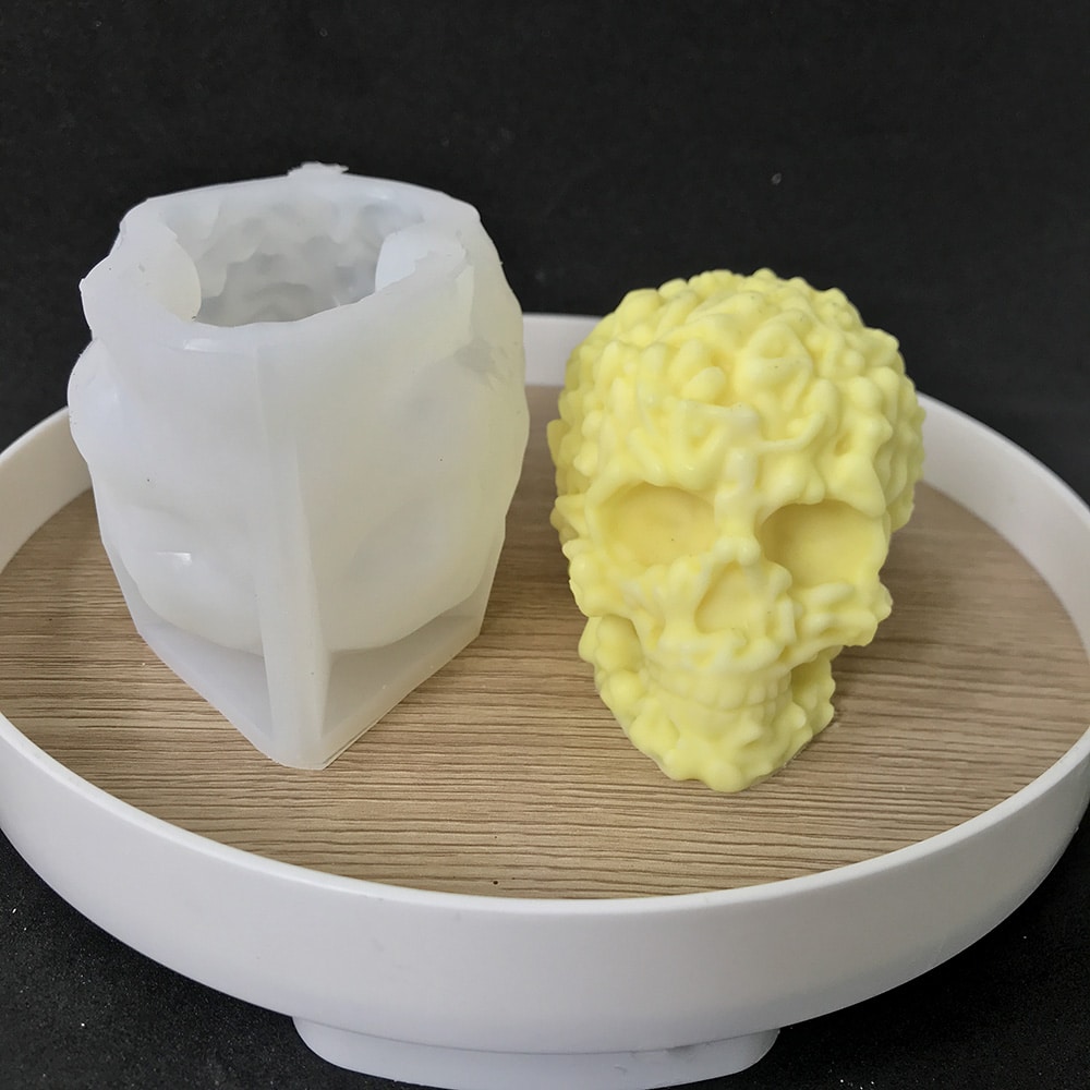 Skull Head Aromatherapy Candle Silicone Mold Diy Halloween Gypsum Decoration Mold 8580