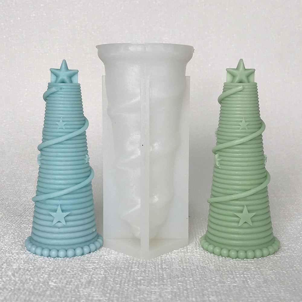 Star Christmas Tree Candle Silicone Mold Christmas Bell Socks Clover Safety Buckle Christmas Tube Gypsum Mold 8567