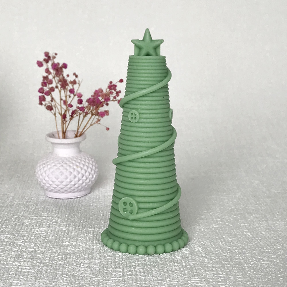 Star Christmas Tree Candle Silicone Mold Christmas Bell Socks Clover Safety Buckle Christmas Tube Gypsum Mold 8568