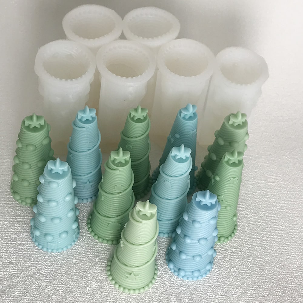 Star Christmas Tree Candle Silicone Mold Christmas Bell Socks Clover Safety Buckle Christmas Tube Gypsum Mold 8568