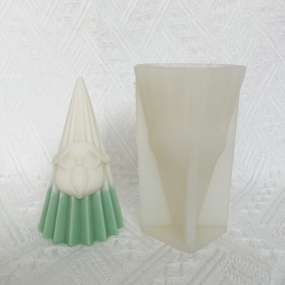 3d Santa Claus Aromatherapy Candle Silicone Mold Christmas Pie Gift Vertical Pattern Conical Santa Claus Gypsum Decoration Mold 8662l
