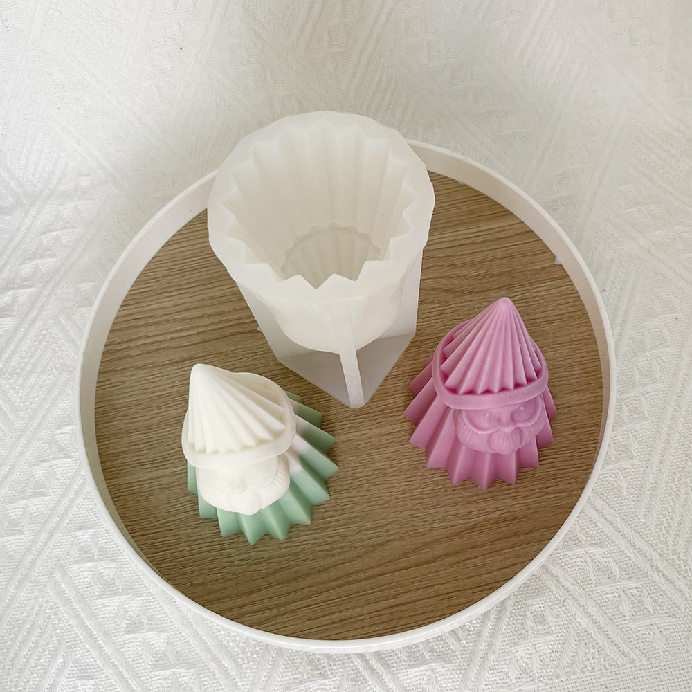 3d Santa Claus Aromatherapy Candle Silicone Mold Christmas Pie Gift Vertical Pattern Conical Santa Claus Gypsum Decoration Mold 8662l