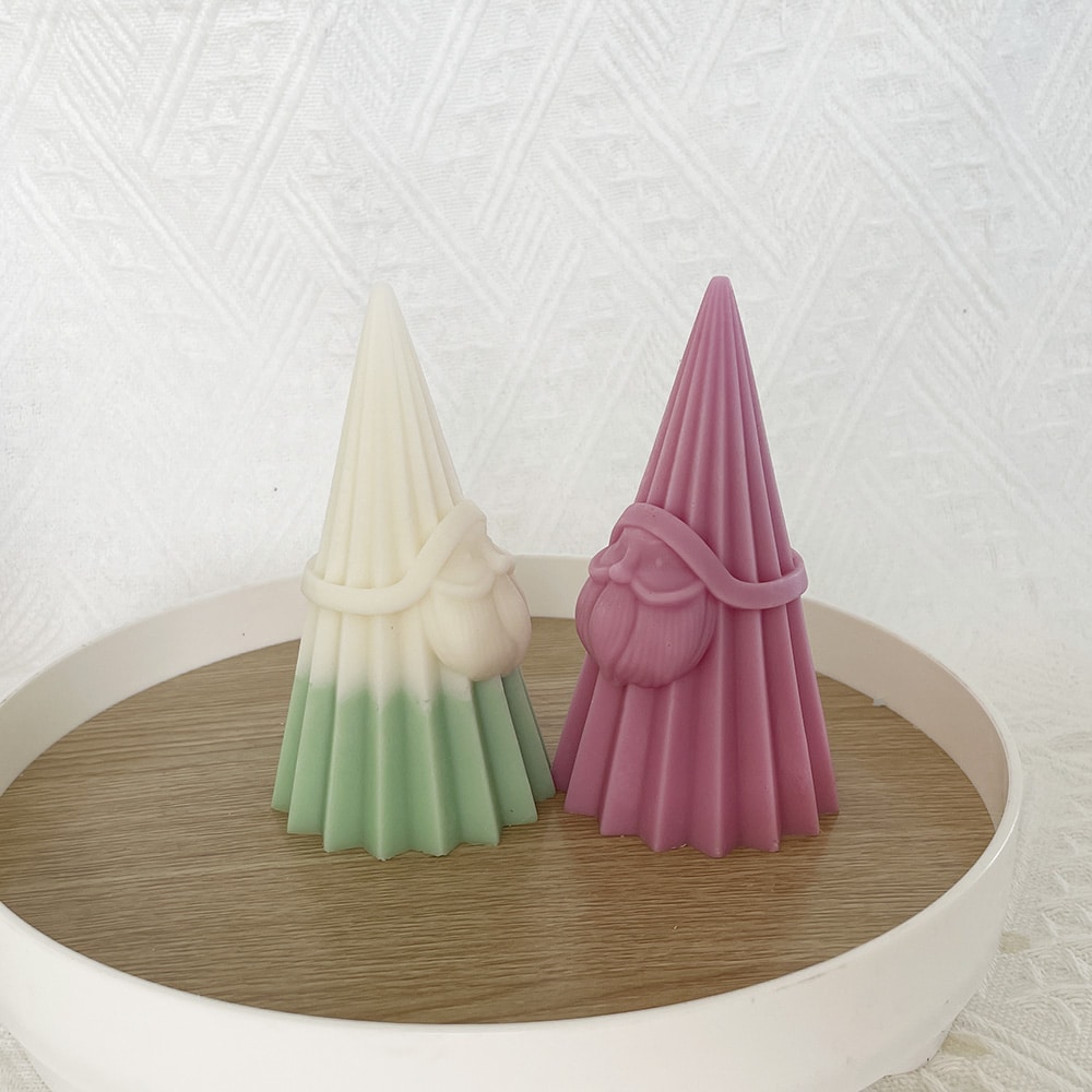 3d Santa Claus Aromatherapy Candle Silicone Mold Christmas Pie Gift Vertical Pattern Conical Santa Claus Gypsum Decoration Mold 8662l