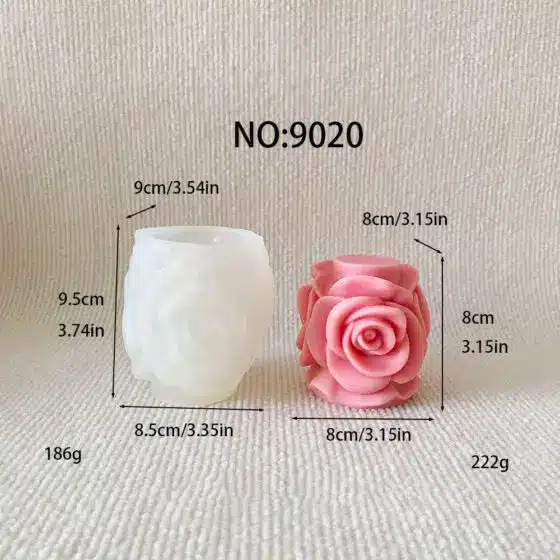 rose candle silicone mold - 9020 | baike silicone mold manufacturer