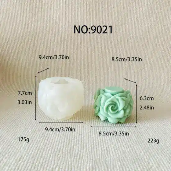 rose succulent candle mold - 9021 | baike silicone mold manufacturer
