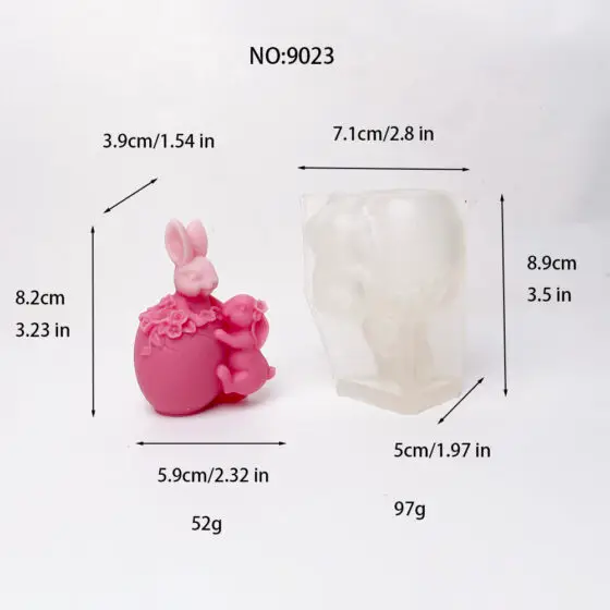 mother bunny easter egg silicone mold - 9023 | baike silicone mold manufacturer