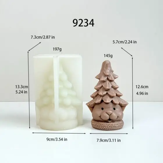 christmas tree bear silicone mold 9234