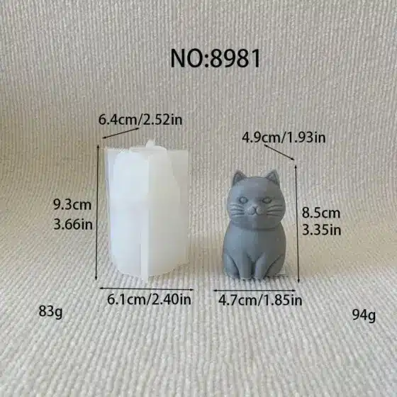 cute sitting cat silicone mold for candle soap resin - 8981 | baike silicone mold manufacturer