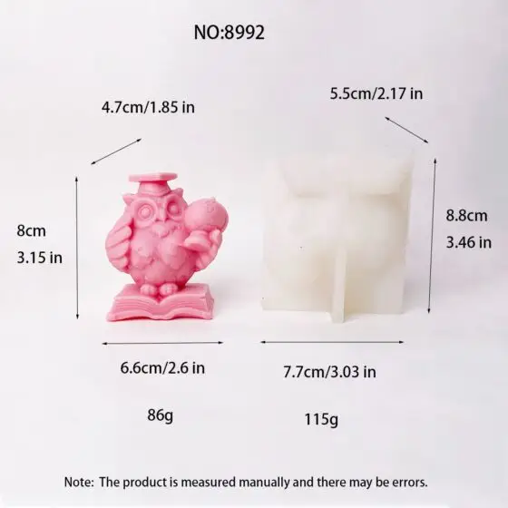 owl professor silicone mold - scholar owl - 8992 | baike silicone mold manufacturer