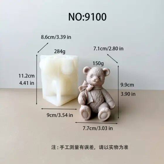 teddy bear silicone mold - sitting bear - 9100 | baike silicone mold manufacturer