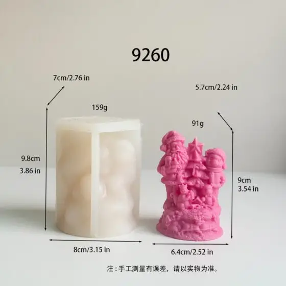 santa with bear christmas tree silicone mold - 9260 | baike silicone mold manufacturer
