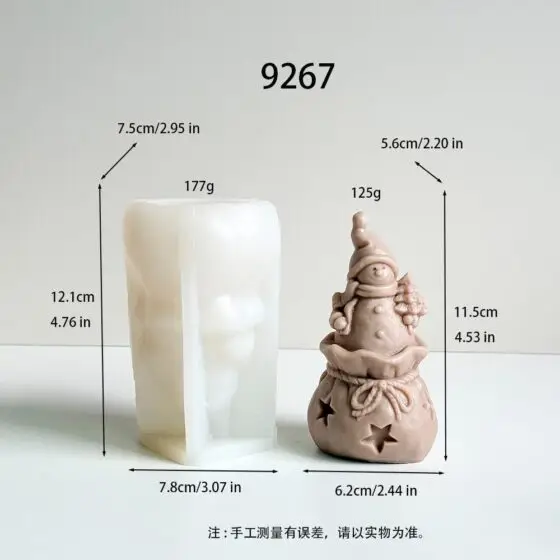 snowman with gift bag silicone mold - 9267 | baike silicone mold manufacturer