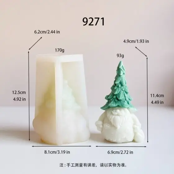 gnome with christmas tree hat silicone mold - 9271 | baike silicone mold manufacturer