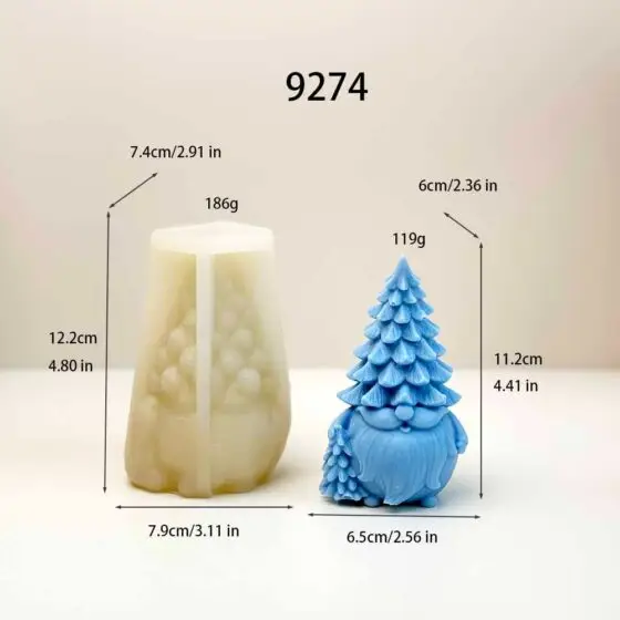 gnome with double christmas trees silicone mold - 9274 | baike silicone mold manufacturer