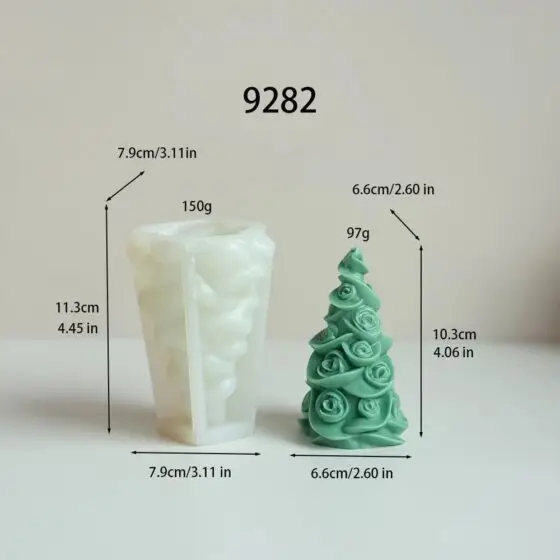 rose spiral christmas tree silicone mold - 9282 | baike silicone mold manufacturer