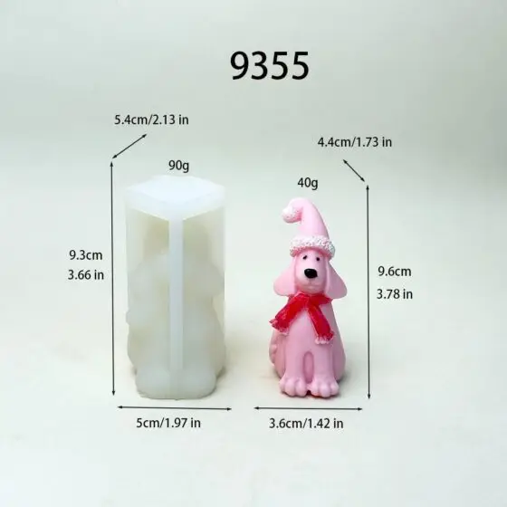 christmas sitting puppy silicone mold - 9355 | baike silicone mold manufacturer