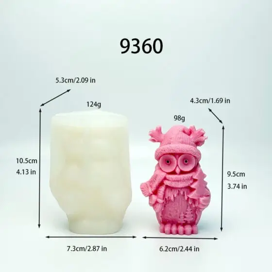 christmas owl silicone mold - 9360 | baike silicone mold manufacturer