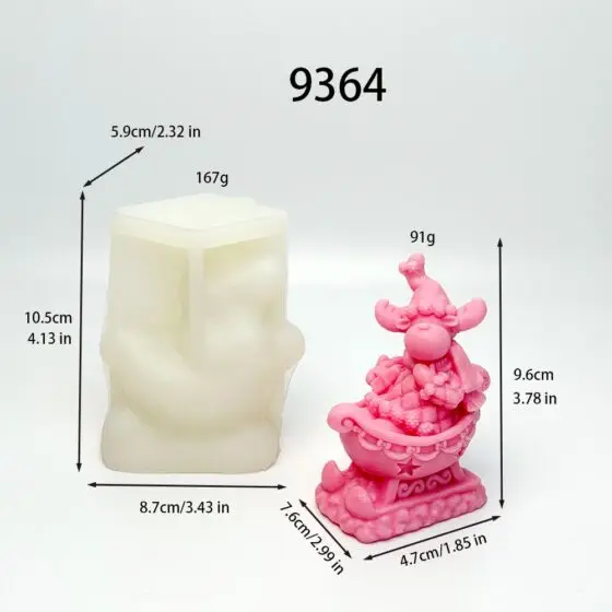 christmas reindeer sleigh silicone mold - 9364 | baike silicone mold manufacturer