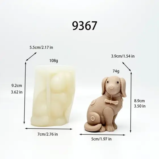 sitting dog silicone mold - 9367 | baike silicone mold manufacturer